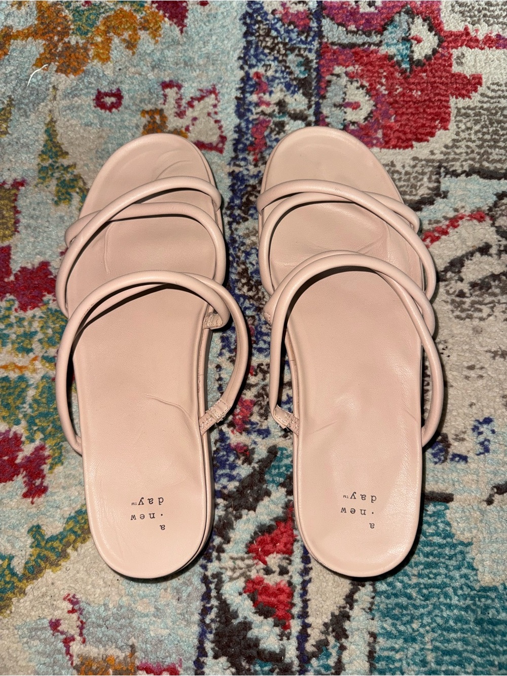 Tan Multi-Strap Slide Platform Sandals